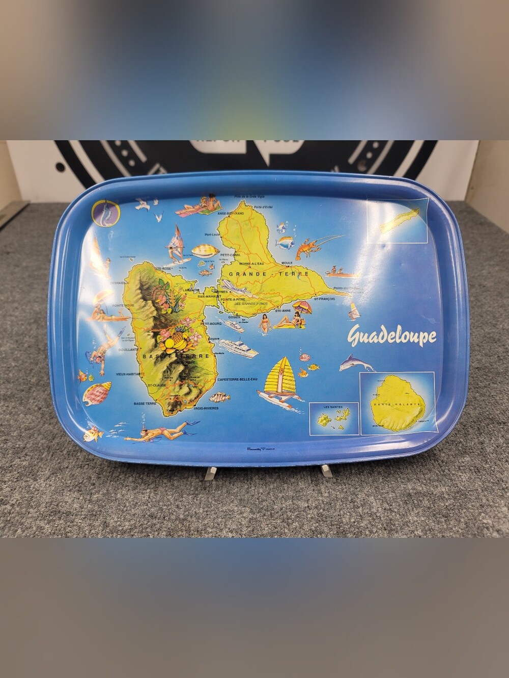 Vintage Retro Guadeloupe Souvenir Tin Tray TV Tray Massilly France